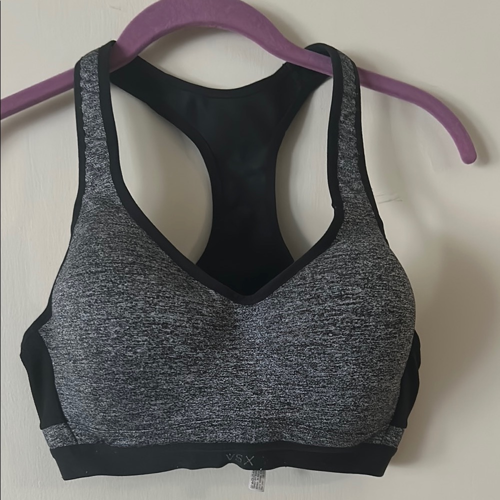 VSX Black and Gray Sports Bra with Racerback Design